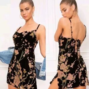 NWOT Revolve Superdown Lena Cowl Velvet Mini Dress XS